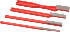3M - 4 Piece Diamond Pattern File Set - 1-1/2" File Length, Set Includes Half Round - Exact Tooling