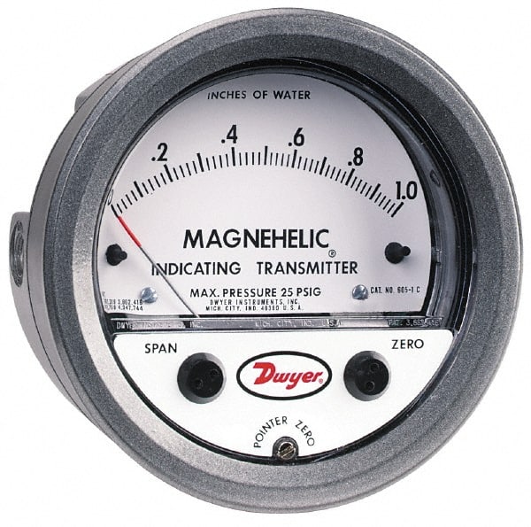 Dwyer - 25 Max psi, Differential Pressure Transmitter with Indication - 1/8" Thread - Exact Tooling