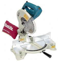 Makita - 15 Amp, 115 Volt, 4,600 RPM, 45° Left Single Bevel Miter Saw - 5/8" Arbor, 10" Blade Diam - Exact Tooling