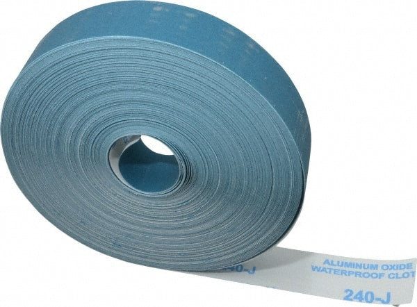 Value Collection - 1-1/2" x 50 Yd 240 Grit Aluminum Oxide Cloth Roll - Very Fine Grade, J Weighted Backing - Exact Tooling