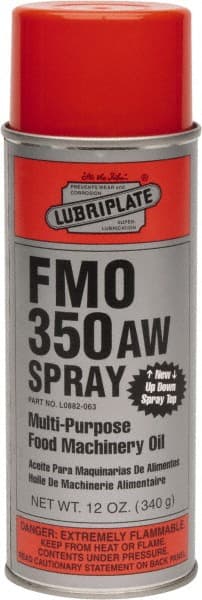 Lubriplate - 9.5 oz Aerosol Mineral Multi-Purpose Oil - SAE 20, ISO 68, 65 cSt at 40°C & 9 cSt at 100°C, Food Grade - Exact Tooling