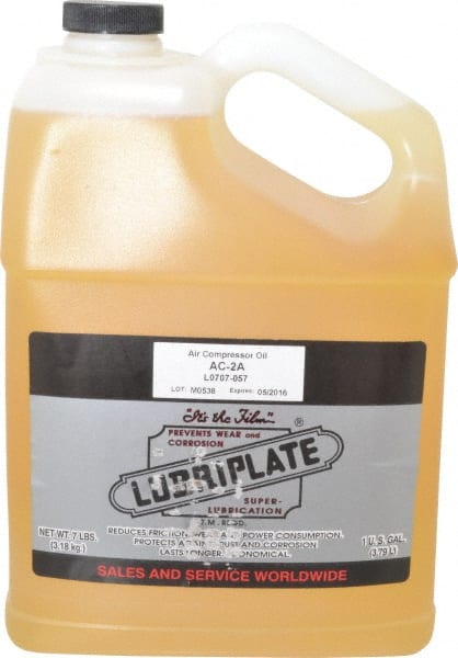 Lubriplate - 1 Gal Bottle, ISO 100, SAE 30, Air Compressor Oil - 430 Viscosity (SUS) at 100°F, 63 Viscosity (SUS) at 210°F, Series AC-2A - Exact Tooling