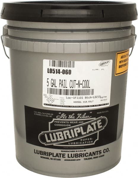 Lubriplate - Cut-N-Cool, 5 Gal Pail Cutting Fluid - Water Soluble - Exact Tooling