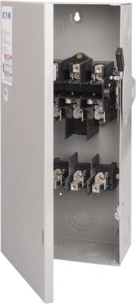 Eaton Cutler-Hammer - 100 Amp, 240 VAC, 3 Pole Fused Safety Switch - NEMA 1, 1 Phase, 7-1/2 to 15 hp at 240 VAC (Single Phase), 15 to 30 hp at 240 VAC (Triple Phase), 3PST Contact Form - Exact Tooling