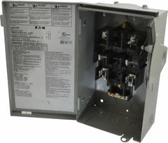 Eaton Cutler-Hammer - 30 Amp, 240 VAC, 2 Pole Fused Safety Switch - NEMA 3R, 3 Phase, 1-1/2 to 3 hp at 240 VAC (Single Phase), 3 to 7-1/2 hp at 240 VAC (Triple Phase), DPST Contact Form - Exact Tooling