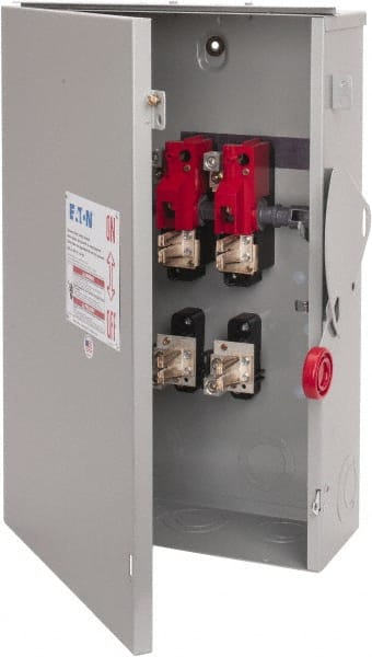 Eaton Cutler-Hammer - 200 Amp, 240 VAC, 2 Pole Fused Safety Switch - NEMA 3R, 3 Phase, 15 to 25 hp at 240 VAC\xA0 (Single Phase), 50 hp at 240 VAC (Triple Phase), DPST Contact Form - Exact Tooling