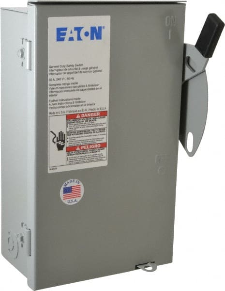 Eaton Cutler-Hammer - 30 Amp, 240 VAC, 3 Pole Nonfused Safety Switch - NEMA 3R, 3 Phase, 3 hp at 240 VAC (Single Phase), 7-1/2 hp at 240 (Triple Phase), 3PST Contact Form - Exact Tooling