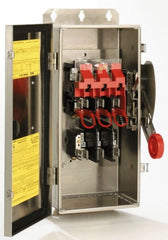 Eaton Cutler-Hammer - 100 Amp, 250 VDC, 480-600 VAC, 3 Pole Fused Safety Switch - NEMA 3R, 3 Phase, 30 hp at 480 VAC, 40 hp at 600 VAC (Single Phase), 60 hp at 480 VAC, 75 hp at 600 VAC (Triple Phase), 3PST Contact Form - Exact Tooling