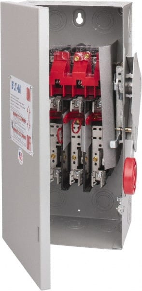 Eaton Cutler-Hammer - 60 Amp, 250 VDC, 480-600 VAC, 3 Pole Fused Safety Switch - NEMA 1, 1 Phase, 20 hp at 480 VAC, 25 hp at 600 VAC (Single Phase), 30 hp at 480 VAC, 50 hp at 600 VAC (Triple Phase), 3PST Contact Form - Exact Tooling