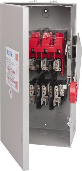 Eaton Cutler-Hammer - 30 Amp, 250 VDC, 480-600 VAC, 3 Pole Fused Safety Switch - NEMA 3R, 3 Phase, 7-1/2 hp at 480 VAC, 10 hp at 600 VAC (Single Phase), 15 hp at 480 VAC, 20 hp at 600 VAC (Triple Phase), 3PST Contact Form - Exact Tooling