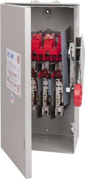 Eaton Cutler-Hammer - 60 Amp, 250 VDC, 480-600 VAC, 3 Pole Fused Safety Switch - NEMA 3R, 3 Phase, 20 hp at 480 VAC, 25 hp at 600 VAC (Single Phase), 30 hp at 480 VAC, 50 hp at 600 VAC (Triple Phase), 3PST Contact Form - Exact Tooling
