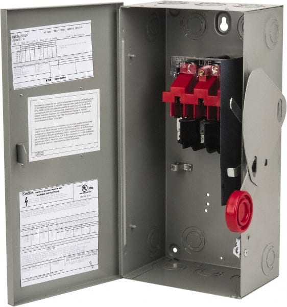 Eaton Cutler-Hammer - 60 Amp, 250 VDC, 480-600 VAC, 3 Pole Nonfused Safety Switch - NEMA 1, 1 Phase, 20 hp at 480 VAC, 25 hp at 600 VAC (Single Phase), 50 hp at 480 VAC, 60 hp at 600 VAC (Triple Phase), 3PST Contact Form - Exact Tooling