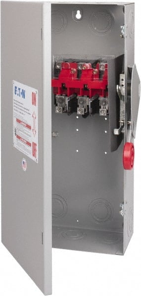 Eaton Cutler-Hammer - 100 Amp, 250 VDC, 480-600 VAC, 3 Pole Nonfused Safety Switch - NEMA 1, 1 Phase, 40 hp at 480 VAC, 50 hp at 600 VAC (Single Phase), 75 hp at 480 VAC, 100 hp at 600 VAC, 20 hp at 250 VDC (Triple Phase), 3PST Contact Form - Exact Tooling