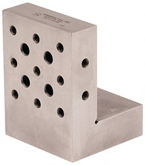 Suburban Tool - 3" Wide x 4" Deep x 3" High Steel Precision-Ground Angle Plate - Standard Plate, Machined Holes on Surface, Open End, 1" Thick, Pair of Plates - Exact Tooling