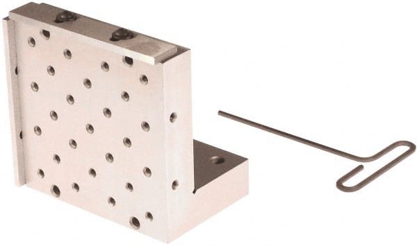 Suburban Tool - 6" Wide x 6" Deep x 4" High Steel Precision-Ground Angle Plate - Standard Plate, Machined Holes on Surface, Open End, 1-1/4" Thick, Pair of Plates - Exact Tooling