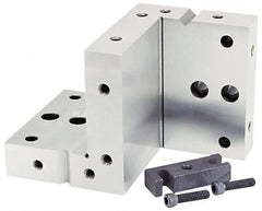 Suburban Tool - 4" Wide x 6" Deep x 4" High Steel Precision-Ground Angle Plate - Compound Plate, Machined Holes on Surface, Open End, 1" Thick, Pair of Plates - Exact Tooling