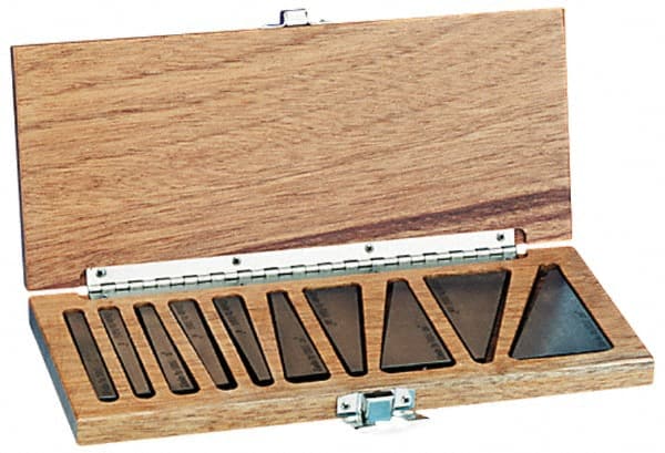 Suburban Tool - 0.25 to 30° Angle, 3 Inch Long, Steel, Angle Block Set - 1/4 Inch Thick, 0.0001 Inch Per Inch, 30 Arc Seconds Accuracy, Includes Fitted Wooden Case, 12 Pieces - Exact Tooling
