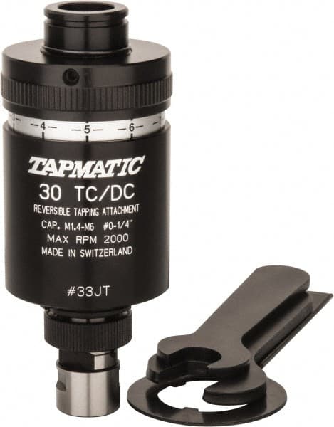 Tapmatic - No. 0 Min Tap Capacity, 1/4 Inch Max Mild Steel Tap Capacity, JT33 Mount Tapping Head - 21600 (J116), 21700 (J117) Compatible, Includes Tap Clamping Wrenches and 2 collets, for Manual Machines - Exact Tooling