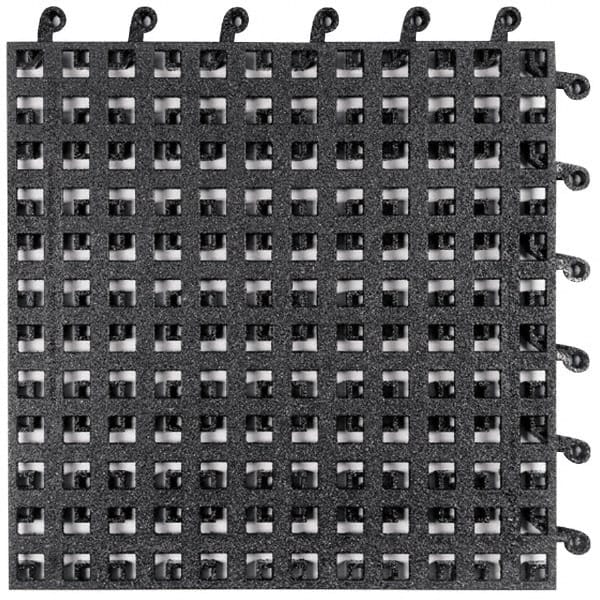 Wearwell - 18" Long x 18" Wide x 7/8" Thick, Anti-Fatigue Modular Matting Tiles - Male & Female, 4 Interlocking Sides, Black, For Dry & Wet Areas, Series 560 - Exact Tooling