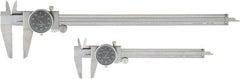 Value Collection - 0 to 6 and 12" Outside Diameter Dial Caliper Set - 0.001" Graduation, 0.1 Range per Revolution, Stainless Steel, Black Face - Exact Tooling