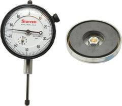 Starrett - 0.001" Graduation, 0-100 Dial Reading, Indicator & Base Kit - 0.34" Base Height, 2" Base Diam - Exact Tooling