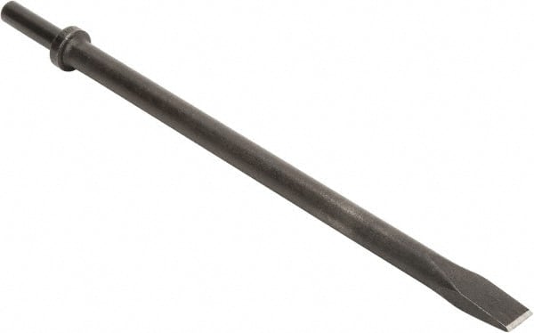 Made in USA - 1" Head Width, 18" OAL, Flat Chisel - Round Drive, Round Shank, Alloy Steel - Exact Tooling