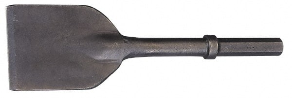 Made in USA - 5" Head Width, 11" OAL, 1-1/8" Shank Diam, Asphalt Cutter Chisel - Hex Drive, Hex Shank, Alloy Steel - Exact Tooling