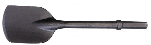 Made in USA - 5-1/2" Head Width, 22" OAL, 1-1/4" Shank Diam, Spade Chisel - Hex Drive, Hex Shank, Alloy Steel - Exact Tooling