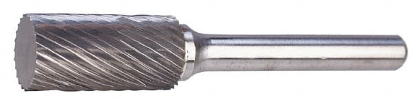 SGS Pro - 7/16" Cut Diam, 1/4" Shank Diam, Cylinder Head Single Cut Burr - Carbide, Flat End, 1" LOC, 2-3/4" OAL - Exact Tooling
