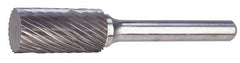 SGS Pro - 5/8" Cut Diam, 1/4" Shank Diam, Cylinder Head Single Cut Burr - Carbide, Flat End, 1" LOC, 2-3/4" OAL - Exact Tooling