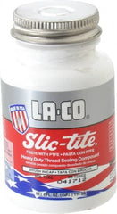 LA-CO - 1/4 Pt Brush Top Can White Thread Sealant - Paste with PTFE, 500°F Max Working Temp, For Metal, PVC, CPVC & ABS Plastic Pipe Threads - Exact Tooling