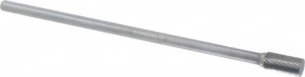 Atrax - 3/8" Cut Diam, 1/4" Shank Diam, Cylinder Head Single Cut Burr - Carbide, Flat End, 3/4" LOC, 6-3/4" OAL - Exact Tooling