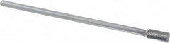 Atrax - 3/8" Cut Diam, 1/4" Shank Diam, Cylinder Head Single Cut Burr - Carbide, Flat End, 3/4" LOC, 6-3/4" OAL - Exact Tooling