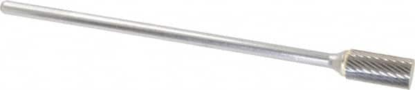 Atrax - 1/2" Cut Diam, 1/4" Shank Diam, Cylinder Head Single Cut Burr - Carbide, Flat End, 1" LOC, 7" OAL - Exact Tooling