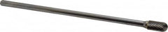 Atrax - 3/8" Cut Diam, 1/4" Shank Diam, Cylinder with Radius Head Single Cut Burr - Carbide, Radius End, 3/4" LOC, 6-3/4" OAL - Exact Tooling