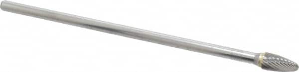 Atrax - 3/8" Cut Diam, 1/4" Shank Diam, Tree Head Single Cut Burr - Carbide, Radius End, 3/4" LOC, 6-3/4" OAL - Exact Tooling