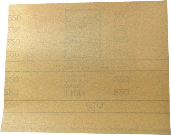 3M - 220 Grit, Garnet Sanding Sheet - 11" Long x 9" Wide, Very Fine Grade, A Weighted Paper Backing - Exact Tooling