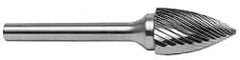 SGS Pro - 3/16" Cut Diam, 1/8" Shank Diam, Tree Head Single Cut Burr - Carbide, Point End, 1/2" LOC - Exact Tooling