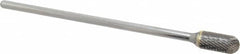 Atrax - 1/2" Cut Diam, 1/4" Shank Diam, Cylinder with Radius Head Double Cut Burr - Carbide, Radius End, 1" LOC, 7" OAL - Exact Tooling