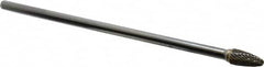 Atrax - 3/8" Cut Diam, 1/4" Shank Diam, Tree with Radius Head Double Cut Burr - Carbide, Radius End, 3/4" LOC, 6-3/4" OAL - Exact Tooling