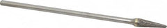 Atrax - 3/8" Cut Diam, 1/4" Shank Diam, Taper Head Double Cut Burr - Carbide, Radius End, 1-1/16" LOC, 7-1/16" OAL - Exact Tooling