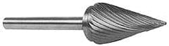 M.A. Ford - 1/4" Cut Diam, 1/8" Shank Diam, Cone Head Double Cut Burr - Carbide, Point End, 1/2" LOC, 2-1/8" OAL - Exact Tooling