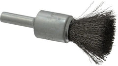 Weiler - 1/2" Brush Diam, Crimped, End Brush - 1/4" Diam Steel Shank, 25,000 Max RPM - Exact Tooling