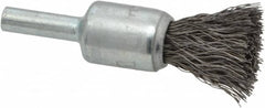 Weiler - 1/2" Brush Diam, Crimped, End Brush - 1/4" Diam Steel Shank, 25,000 Max RPM - Exact Tooling