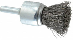 Weiler - 3/4" Brush Diam, Crimped, End Brush - 1/4" Diam Steel Shank, 22,000 Max RPM - Exact Tooling