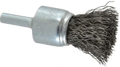 Weiler - 3/4" Brush Diam, Crimped, End Brush - 1/4" Diam Steel Shank, 22,000 Max RPM - Exact Tooling