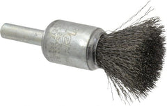 Weiler - 1/2" Brush Diam, Crimped, End Brush - 1/4" Diam Steel Shank, 25,000 Max RPM - Exact Tooling