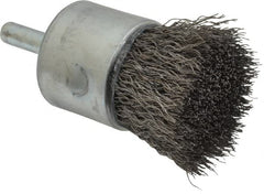 Weiler - 1" Brush Diam, Crimped, End Brush - 1/4" Diam Steel Shank, 22,000 Max RPM - Exact Tooling