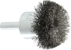 Weiler - 1-1/2" Brush Diam, Crimped, Flared End Brush - 1/4" Diam Shank, 20,000 Max RPM - Exact Tooling
