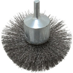 Weiler - 3" Brush Diam, Crimped, Flared End Brush - 1/4" Diam Shank, 16,000 Max RPM - Exact Tooling